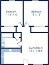 2 bed 1 bath floor plan 920 Square-Feet 2 bed 1 bath floor plan at Fernwood Grove Apartments, Tampa, FL